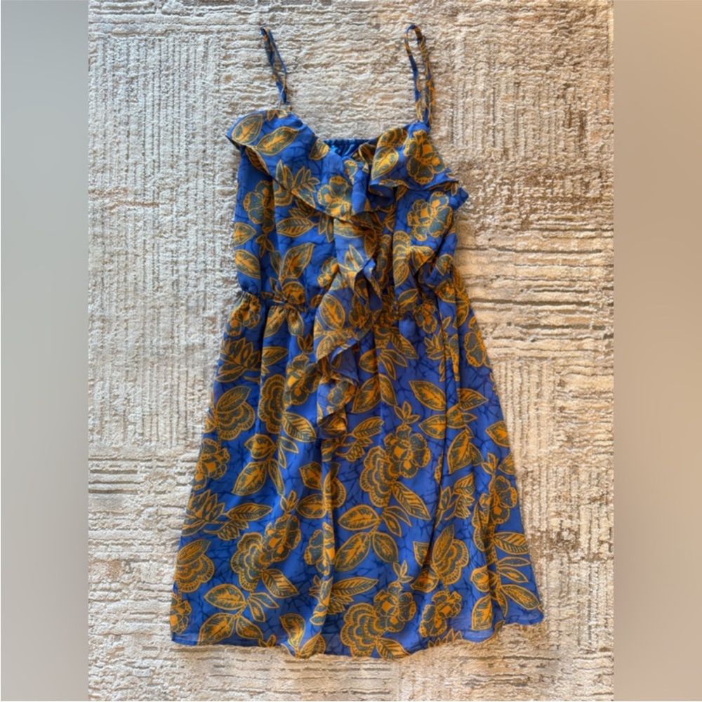 Forever 21 Blue and Orange Patterned Dress